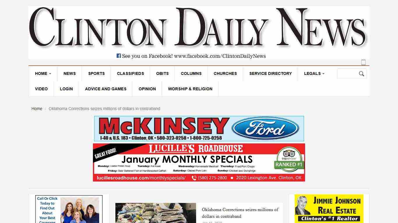 Oklahoma Corrections seizes millions of dollars in contraband | Clinton Daily News